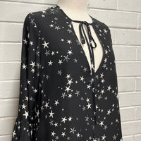 Silk All Over Black & White Stars Blouse, by Baz Inc