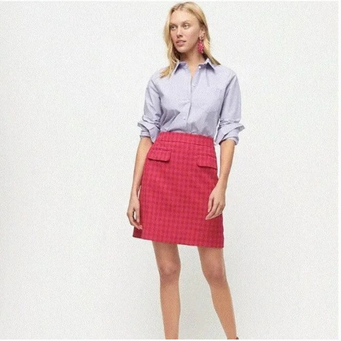 J. Crew Red/Pink Gingham Skirt