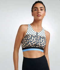 Jaggad Melrose Animal Print High Neck Zip Crop Top