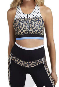 Jaggad Melrose Animal Print High Neck Zip Crop Top