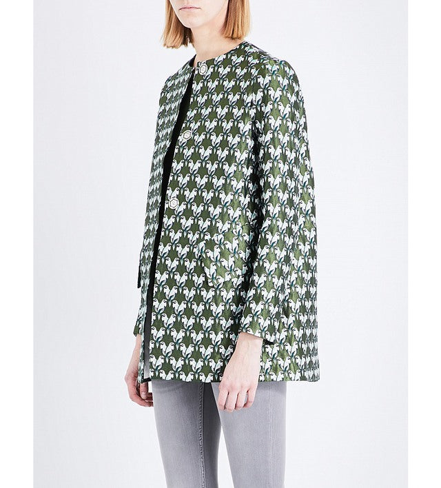 Maje Jaquard Parrot Print Coat