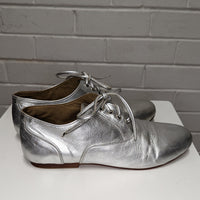 Silver Lace-up Flat Lace up Shoes, by LUXE