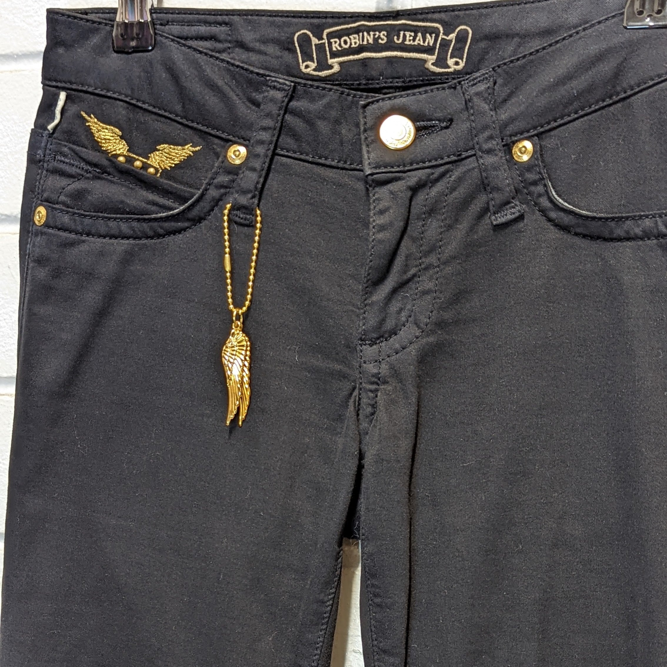 Robins buying Jean angel wing dark wash denim jeans