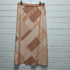 Baz Inc slip skirt geometric teale Brown orange pale pink stripes 