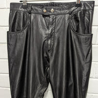 Rivet Korea Genuine Black Leather Straight Leg Motorcycle Pants