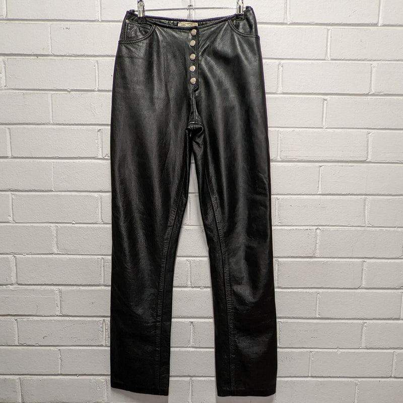 Zuma Originals Australia Vintage Made to Measure Black Leather Motorcycle Straight Leg Pants