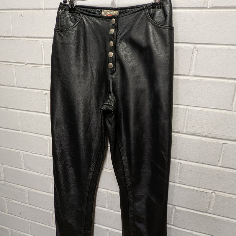 Zuma Originals Australia Vintage Made to Measure Black Leather Motorcycle Straight Leg Pants