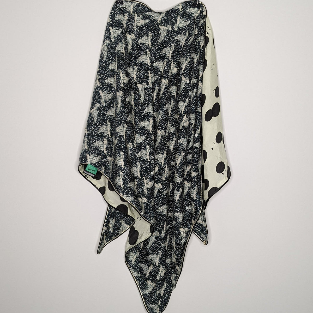 Pom Amsterdam reversible double-layer asymmetric pattern blue cream scarf