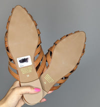 Sportsgirl Tan Crossover Flat Slides