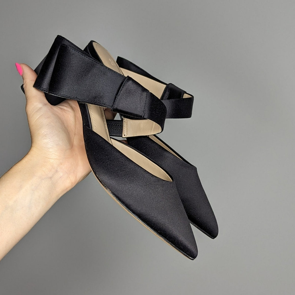 March Muse Black Sculptural Bow Mule Heels