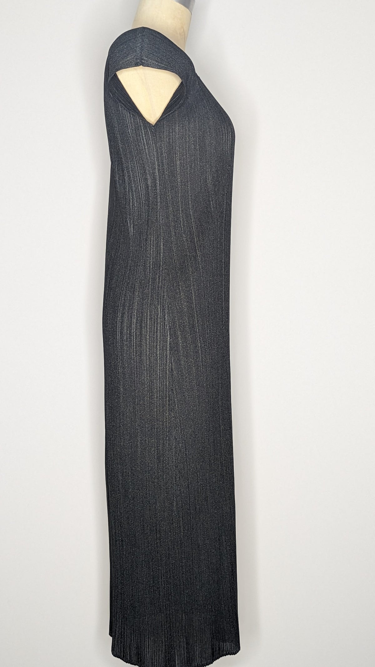 Issey Miyake Black Pleats Please Long Midi Tunic Sheath Dress