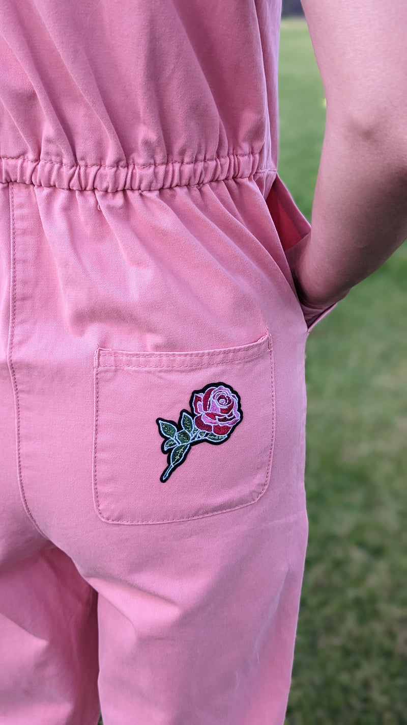 'Introvert' Valentines Upcycled Pink Jumpsuit