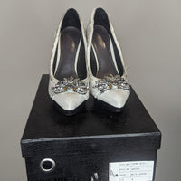 Matichevski Distressed Leather & Diamante Stiletto Platform Heels