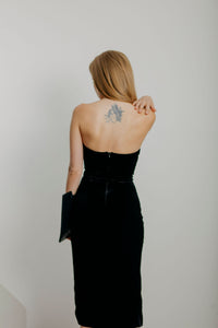 Bianca & Bridgett Black Strapless Velvet Dress