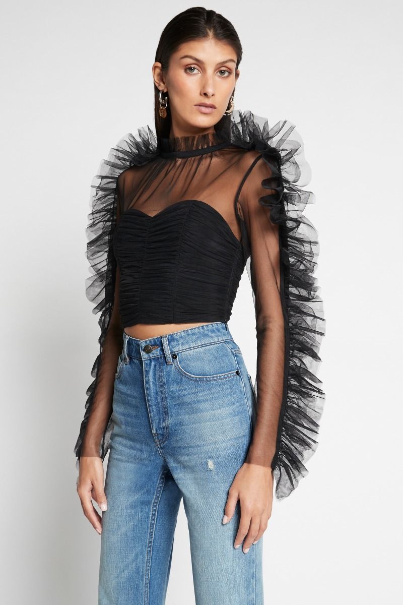 Sass & Bide lack Mesh Tulle 'Dreamy Waves' Top