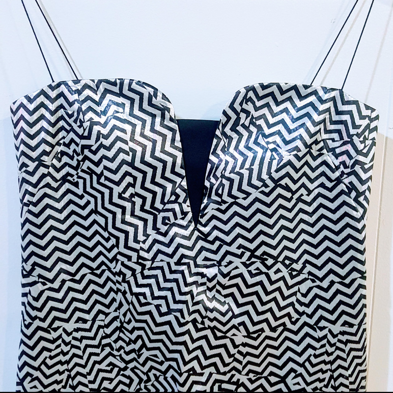 Kenzo 'Broken Floor' Silver Metallic Zigzag Jaquard Dress