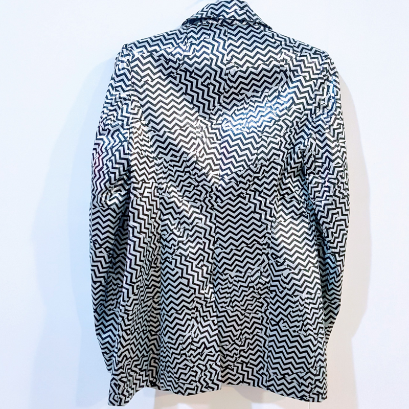 Kenzo 'Broken Floor' Silver Metallic Zigzag Jaquard Blazer