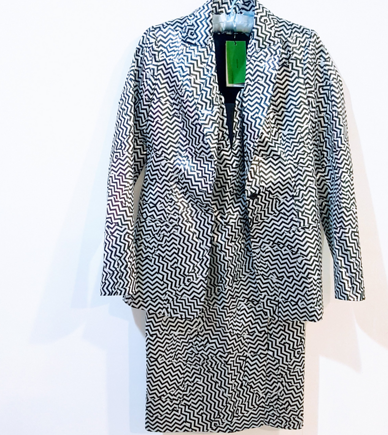 Kenzo 'Broken Floor' Silver Metallic Zigzag Jaquard Blazer