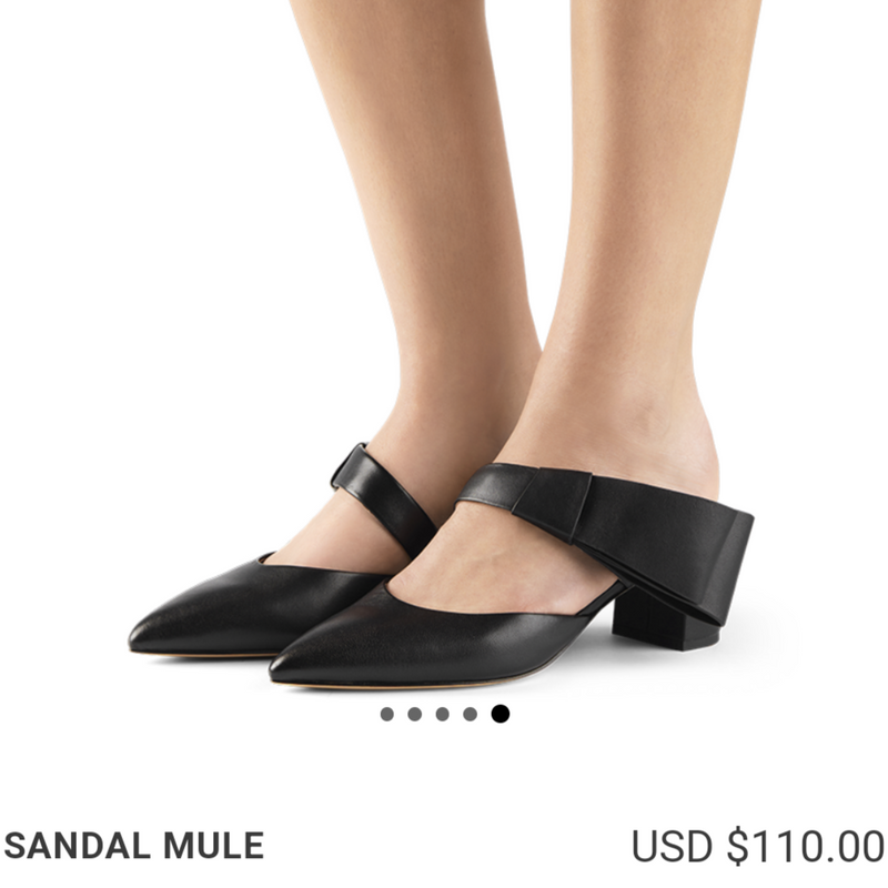 March Muse Black Sculptural Bow Mule Heels