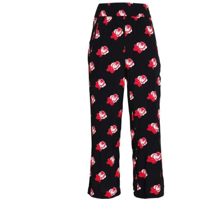 Gianni black & red crepe floral light summer pants