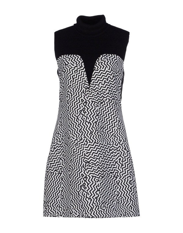 Kenzo 'Broken Floor' Silver Metallic Zigzag Jaquard Dress