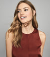 Reiss Rust/Red Martine Draped Front Sleeveless Top